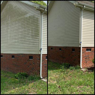 House wash in Burlington, NC before and after