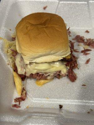 The corn beef slider.