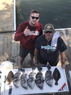 Black drum and flounder after the rain storm passed