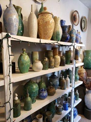 Gorgeous glazes on all of the pottery! ‍