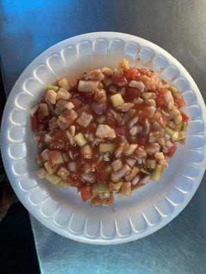 Tostada de ceviche de pescado