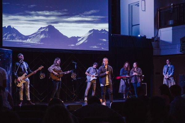 Campus Pastor Cole sharing a message at Christ Fellowship Church in Downtown West Palm Beach, FL