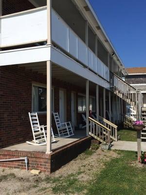 Nice porch with rocking chairs to melt your stress away!