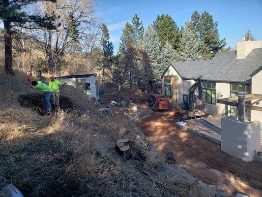 Making a beautiful garden in the mountain.