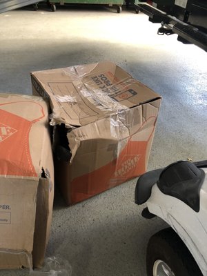 Broken boxes upon delivery. Had to pick up my clothes from the bottom of the truck.