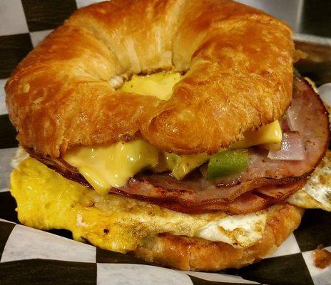 The trestle croissant~ egg, cheese, ham, peppers; a great morning