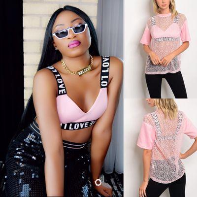 "Love" crop top bras and shirt $27