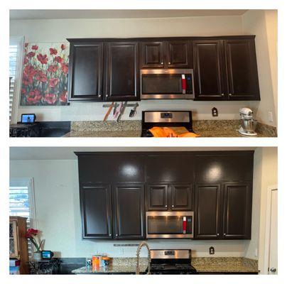 Storage cabinets added above existing in kitchen