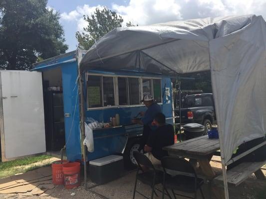 Little blue trailer with awesome tacos