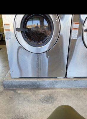 Not my clothes in washer--but a poor seal on this washer and pouring water all over the place.