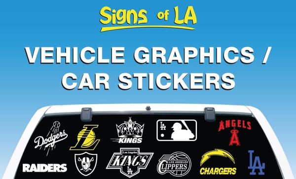 Vehicle graphics and car window stickers. Show your love for your favorite team.