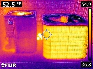 Heat Pump on right in defrost mode.