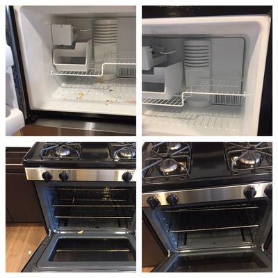 Before and after from freezer and stove/oven.