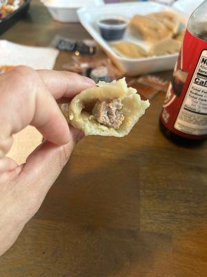 Steamed dumpling. Tiny meat, all dough.