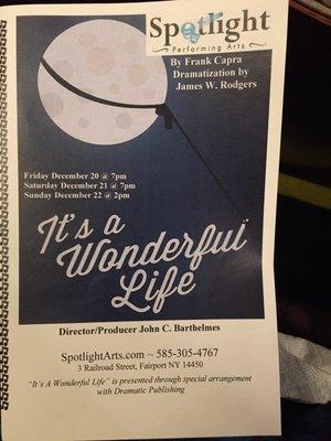 The program for It's a wonderful life!