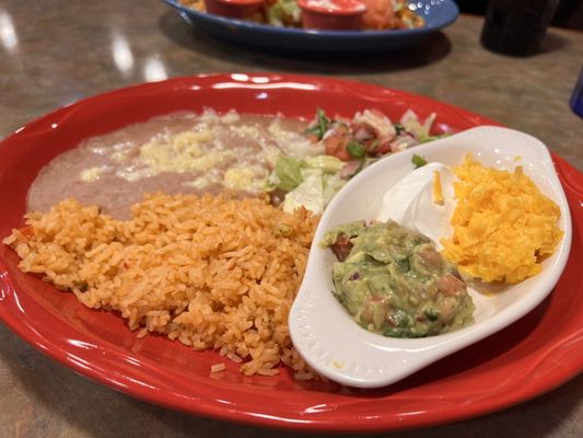 Rice and beans that go with the fajita