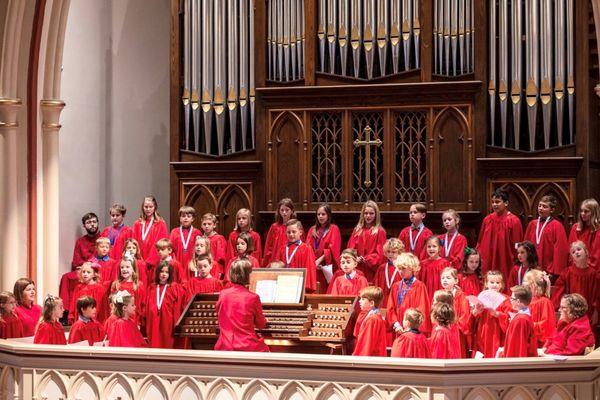 Children's choir singing during the 11:00 morning service