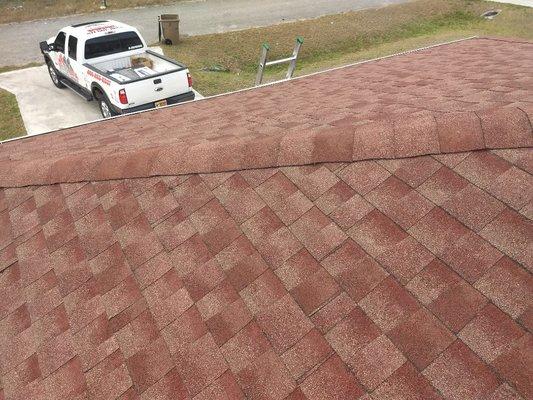 New GAF Sunset Brick Shingle roof install by Webb Roofing and Construction