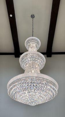 Crystal chandelier installation