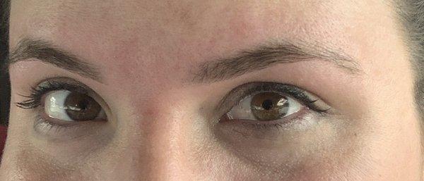 Minutes after my first eyebrow threading. Almost no pain honestly. It was much better than the place I used to go to.