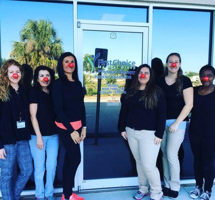 Our amazing staff supporting National Red Nose Day in support of relieving children's poverty!