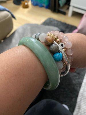 Beautiful jade bracelet and a multi stone bracelet for balance, protection ,grounding you name it .