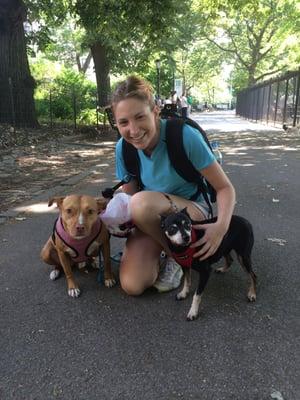 Kayla and pups in the park