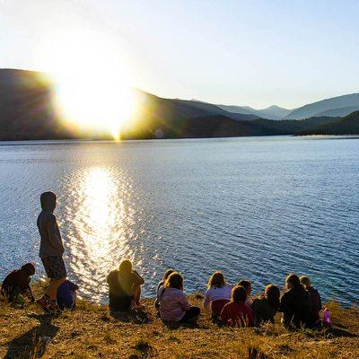 Campers at our Sunrise Celebration on Lake Dillon.