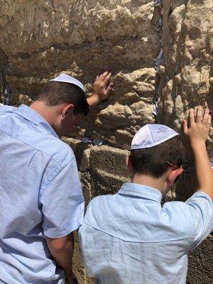 Belyea boys praying at the wall shortly before D Belyea Bar Mitzvah