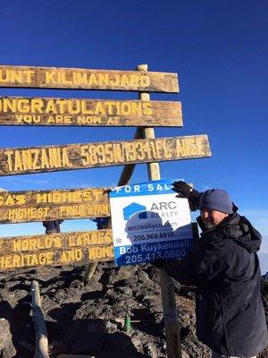 Taking real estate to new heights (too cheesy?) BK at the 19,340' peak of Africa's Kilimanjaro.