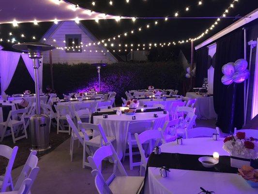 LexiLou Special Events designed a beautiful 50th birthday party.  We partnered with I & O for chairs and tables. We were very pleased.