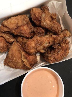 10 piece leg & thigh with Pinson's secret sauce! Yes please!