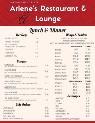 Lunch and dinner menu page 1