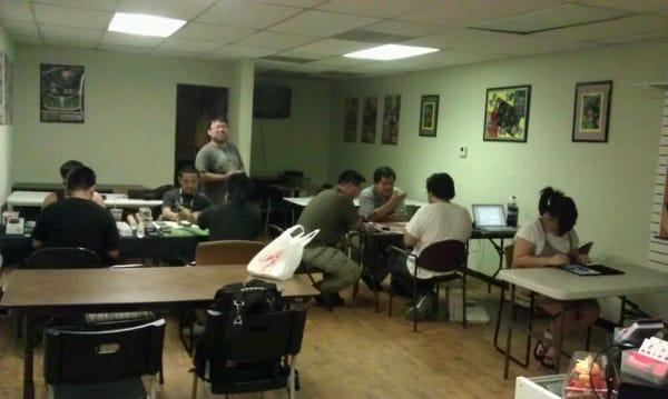 Just some people playing Weiss Schwarz. They have Weiss Scharz Tournaments on Wednesdays and Saturdays.