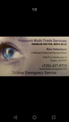 Ron's business card (FRONT)