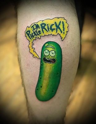 Pickle Rick by Jason Dasaro! Check out our website for more: www.ArrowsAndEmbersTattoo.com