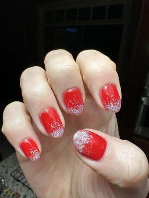 glitter nail ombré red gel polish (#11 Big Apple Red)