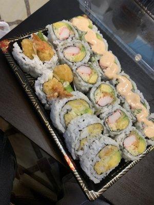 California Roll, Spicy California Roll, Shrimp Tempura Roll