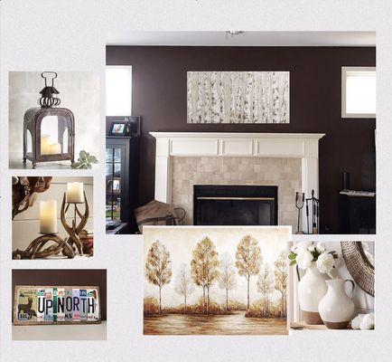 Mood board for mantle decor