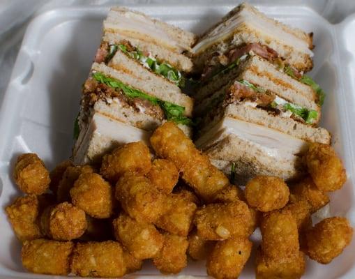 Club sandwich with tater tots  so perfect together!