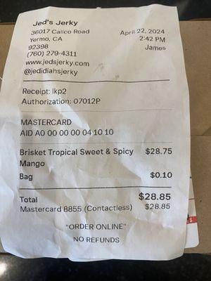 Receipt - NO REFUNDS allowed ever for any reason ???!!!