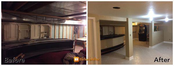 Complete basement remodel (Drywall, Texture, Tile, Carpetry, & Paint)