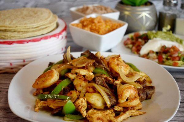 Combination Fajitas (Chicken, Steak and Shrimp)