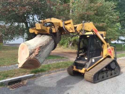 ASV Posi Track loader on soft rubber tracks with log grapple