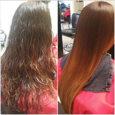 Brazilian blowout will smooth the hair and add shine