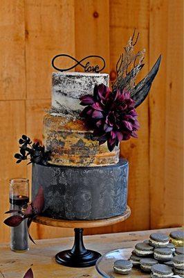 Gothic themed wedding cake