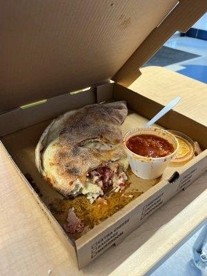 Bacon & pineapple calzone