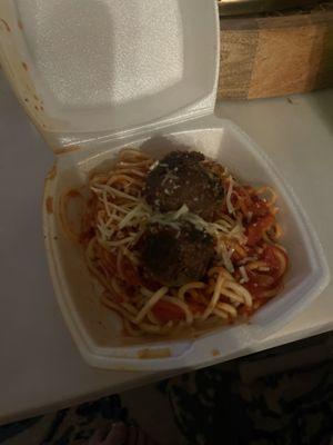 This was our $20 spaghetti and meatballs