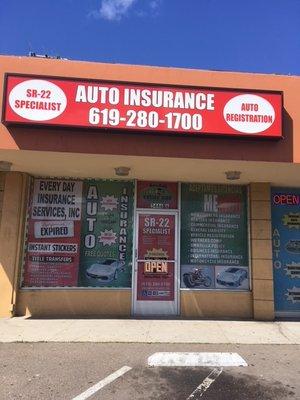 Every Day Insurance Services Office Front. Call us for your free insurance quote.619-280-1700