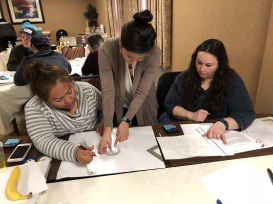 Students working on mapping the field work for Land Descriptions